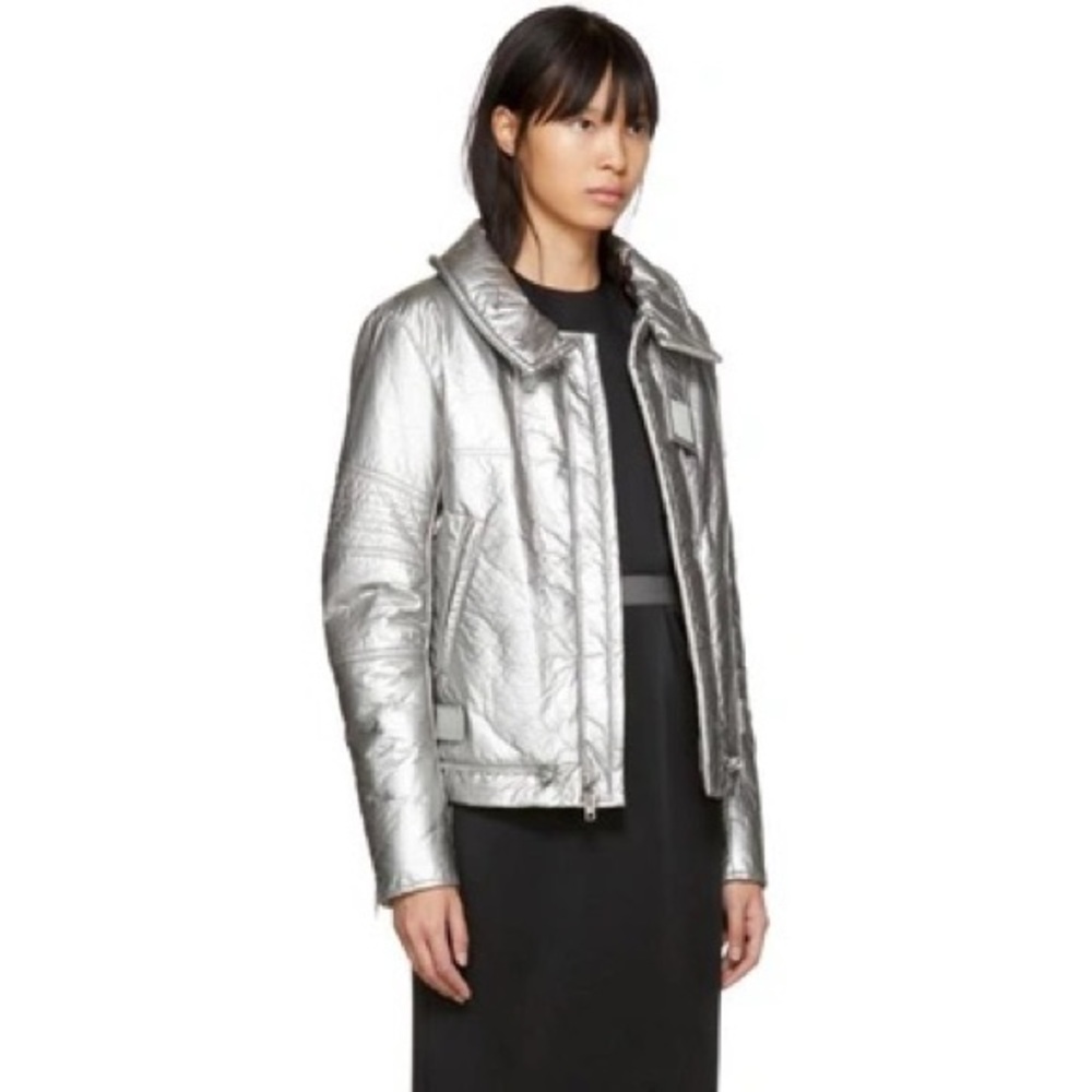 Helmut Lang Re-Edition Astro Metallic Zip-Front Moto Jacket - S, Metallic